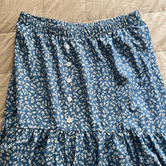 Floral Printing Ruffles Button Split Skirt - Picture 2 of 3